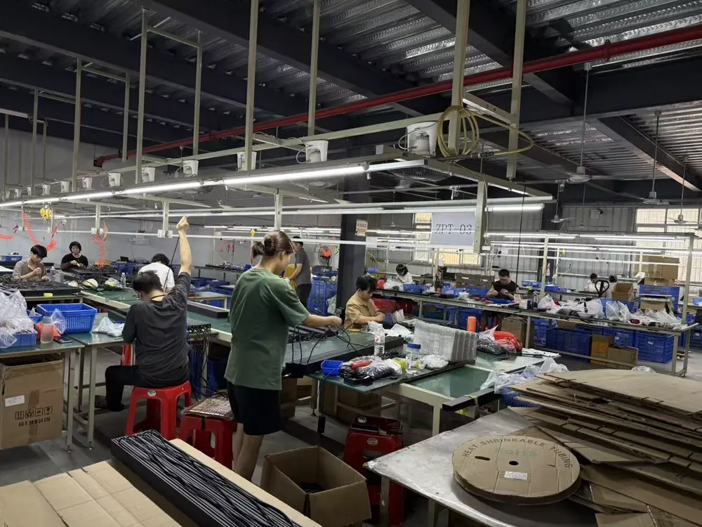 Tracklinear LED lighting production line — factory overview showing manufacturing scale and quality control