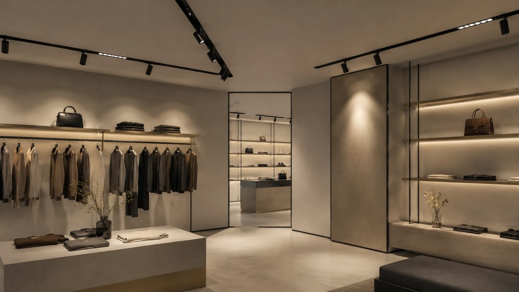 Retail store magnetic track spotlight and wall washer lighting